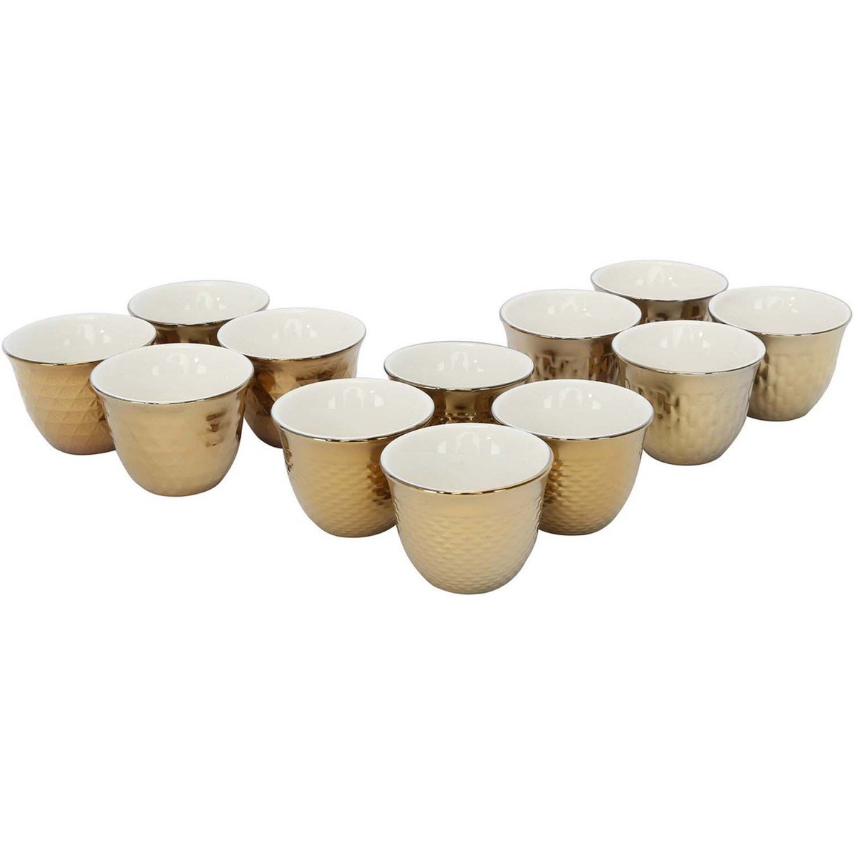 Pearl Noire Cawa Cups 12pcs 90ml Gold Assorted Design