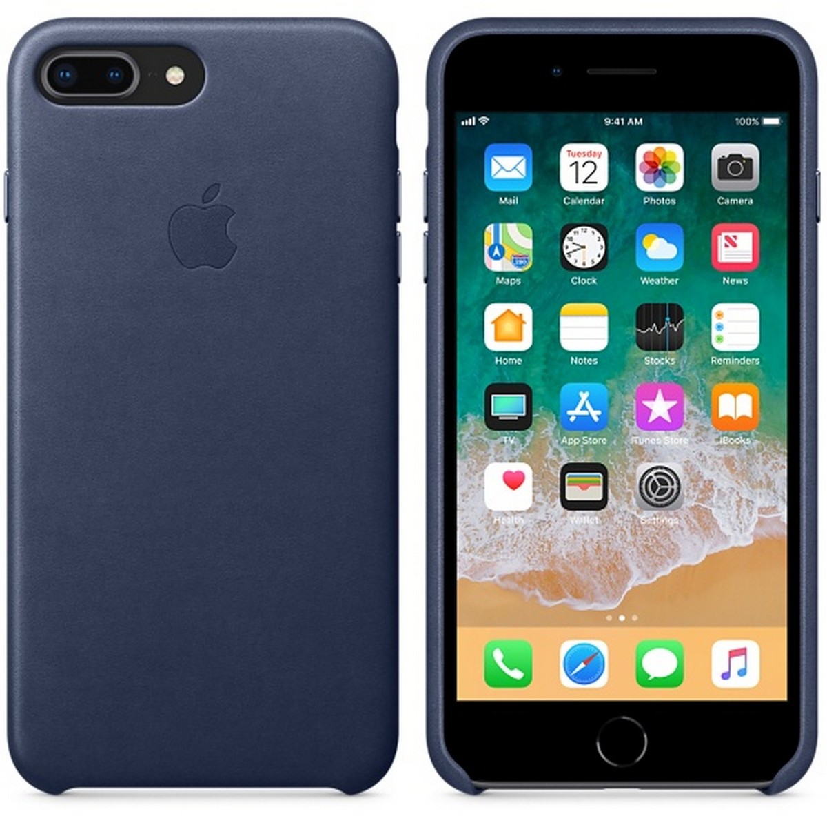 Apple iPhone 8 Plus Leather Case Midnight Blue