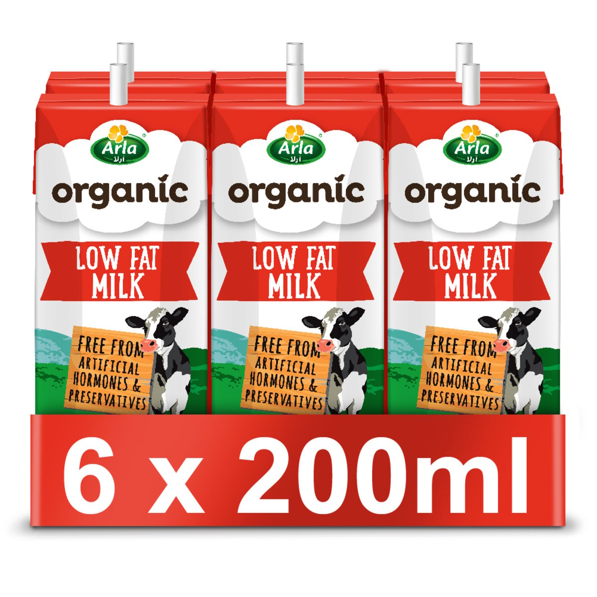 Arla Organic Milk Low Fat 6 x 200 ml