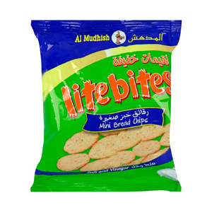 Al Mudhish Lite Bites Mini Bread Chips Salt And Vinegar 90g