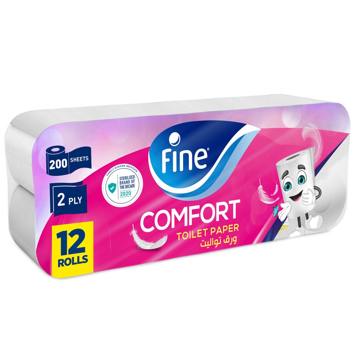 Fine Sterilized Toilet Paper Comfort 2ply 200 Sheets 8+4