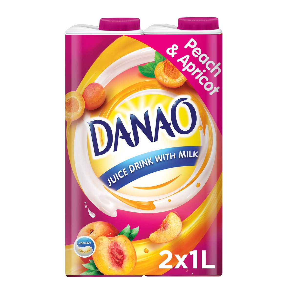 Danao Juice Drink with Milk Peach & Apricot 2 x 1 Litre