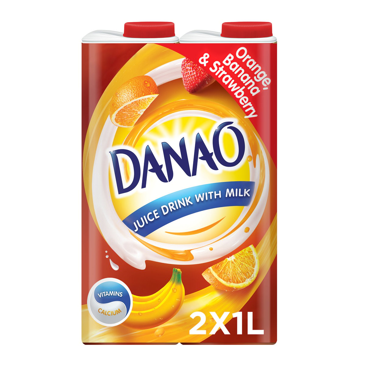 Danao Juice Drink with Milk Orange-Banana & Strawberry 2 x 1 Litre