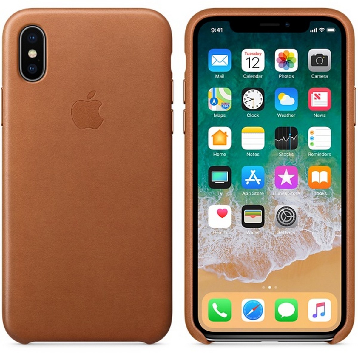 Apple iPhone X Leather  Case Saddle Brown