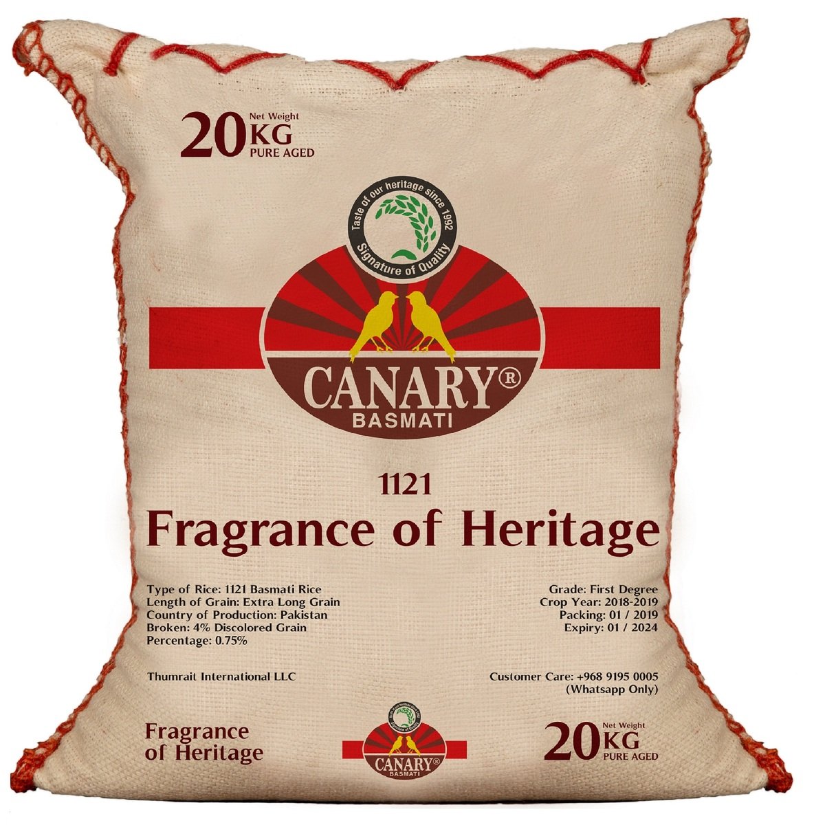 Canary Basmati Rice 1121 20kg