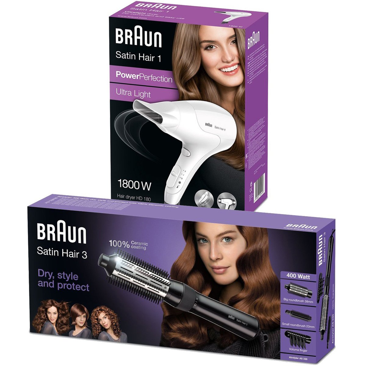 Braun Satin Hair 3 Airstyler AS 330 + Braun Satin Hair 1 Hair Dryer HD 180  Online at Best Price | Hair Stylers | Lulu Oman