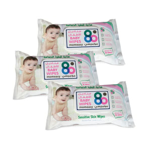 Mom Easy Baby Wipes Sensitive White 3 x 80pcs