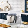 Kenwood Metal Body Stand Mixer Kitchen Machine CHEF XL SENSE 1400W with 6.7L Stainless Steel Bowl, K-Beater, Whisk, Dough Hook, Folding Tool, Food Processor, Meat Grinder KVL6140T Silver/White