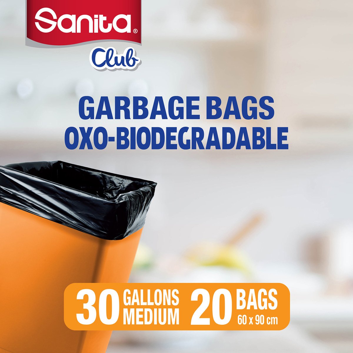 Sanita Club Biodegradable Garbage Bags 30 Gallons Medium Size 60 x 90cm 20pcs