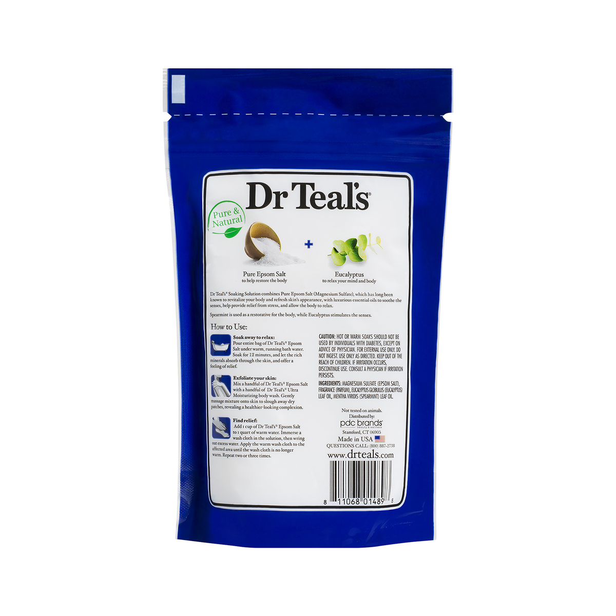 Dr Teal's Relax & Relief With Eucalyptus & Spearmint Pure Epsom Salt Soaking Solution 450g