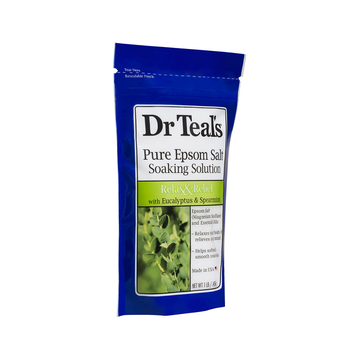 Dr Teal's Relax & Relief With Eucalyptus & Spearmint Pure Epsom Salt Soaking Solution 450g