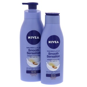 اشتري قم بشراء Nivea Body Lotion Smooth Sensation Shea Butter 400 ml + 250 ml Online at Best Price من الموقع - من لولو هايبر ماركت Body Lotion في الامارات