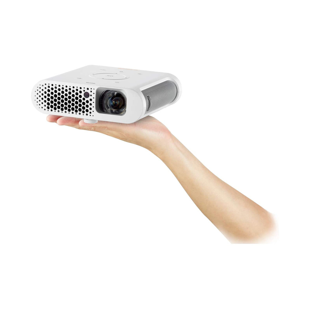 BenQ GS1 Portable Projector,Cable Free, Splash Proof, 60” screen @1 metre, with battery, Short Throw, DLP, 720p, 100,000:1 High Contrast Ratio, HDMI,White