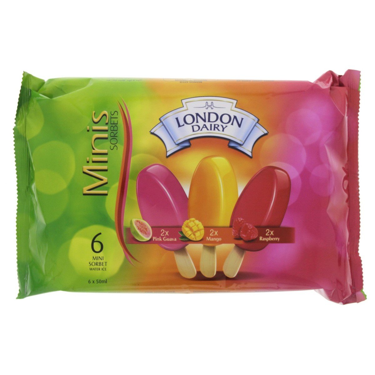 London Dairy Mini Sorbets (Mango+Raspberry+Pink Guava) 6 x 50 ml Online ...