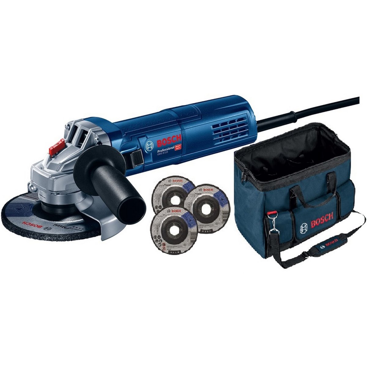 Bosch Professional Angle Grinder GWS9-115 900W With Tool Bag + 3Discs