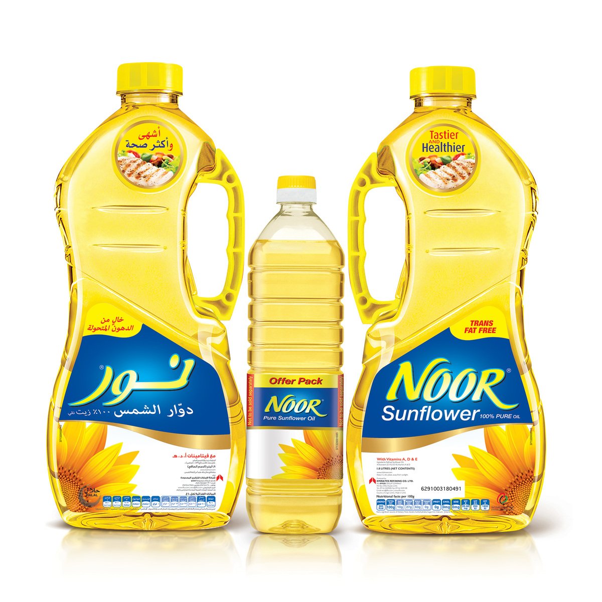 Noor 100% Pure Sunflower Oil Promo 2 x 1.8 Litres + 750 ml