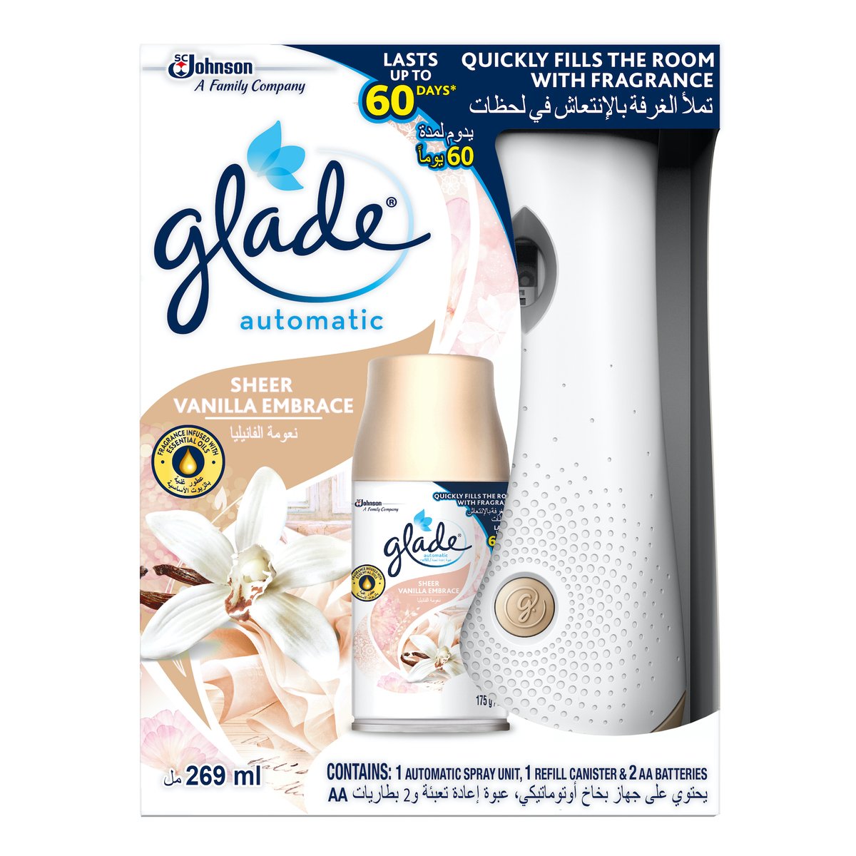 Buy Glade Automatic Spray Unit + Refill Sheer Vanilla Embrace 269ml Online at Best Price | Auto AirFresh.Machin | Lulu Kuwait in Saudi Arabia