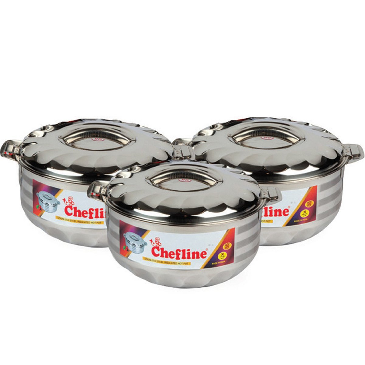 Chefline Stainless Steel Hot Pot Set WAVES 3pcs 1.5L+2.5L+3.5L