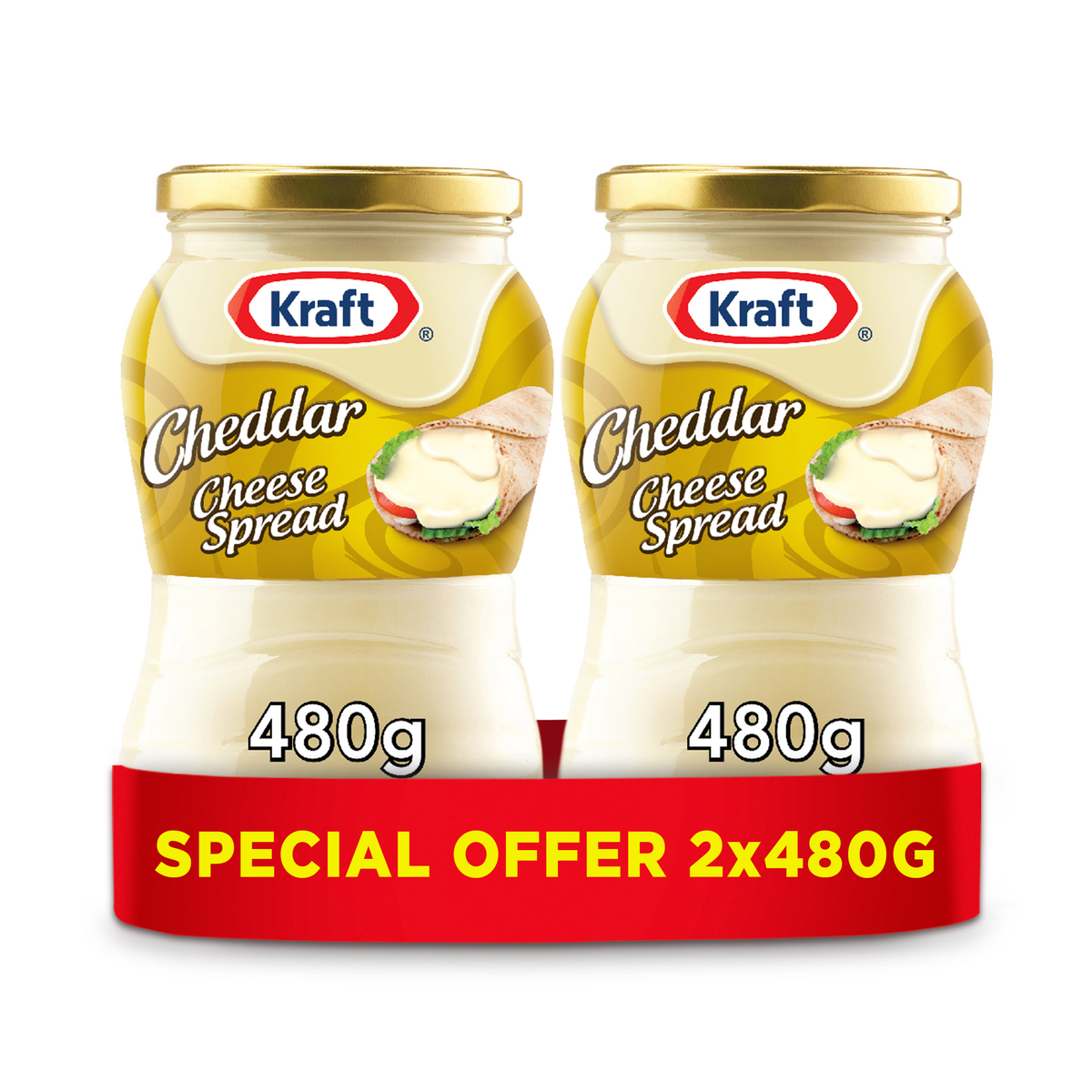 Buy Kraft Cheddar Cheese Spread Original 2 x 480 g Online at Best Price | Jar Cheese | Lulu UAE in Saudi Arabia