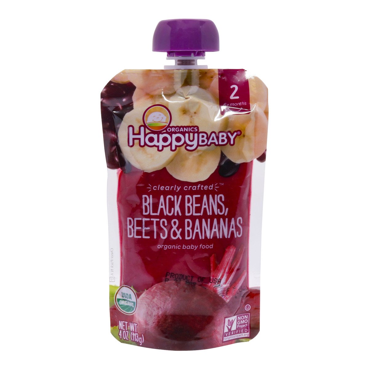 Happy Baby Organic Baby Food Black Bean, Beets & Bananas 113g