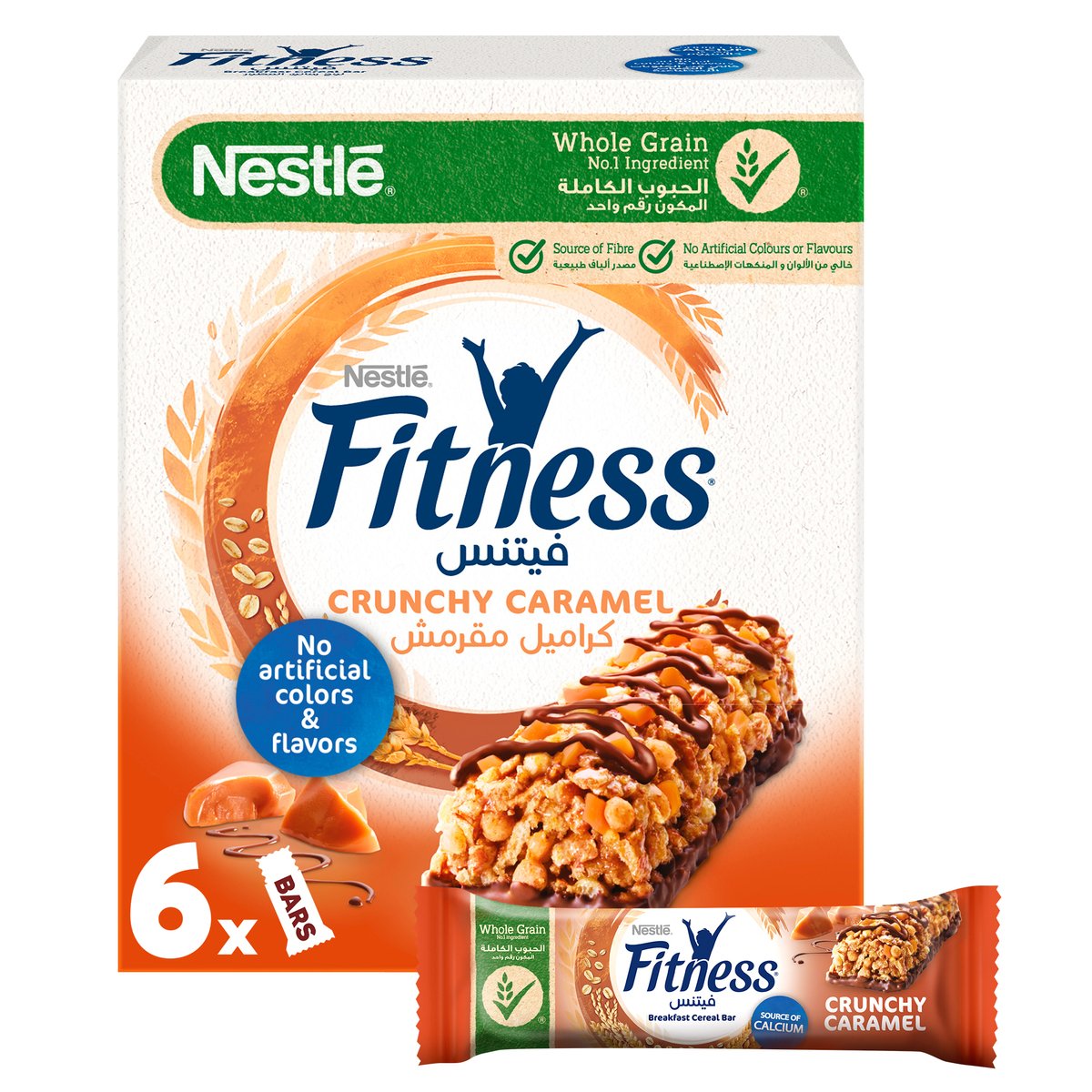Buy Nestle Fitness Crunchy Caramel Breakfast Cereal Bar 6 x 23.5 g Online at Best Price | Cereal Bars | Lulu KSA in Kuwait