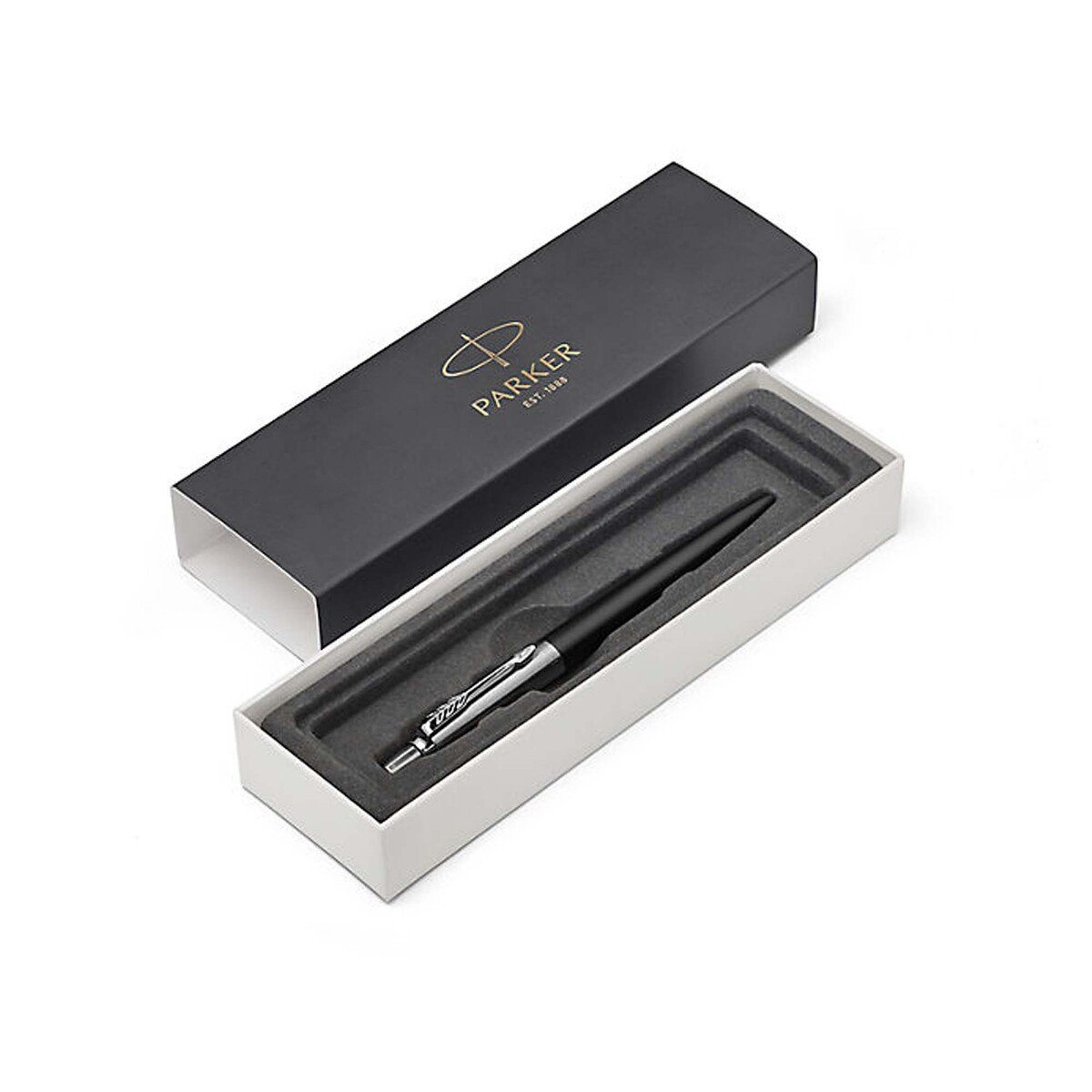 Parker Jotter Bond Street Black Chrome Trim Ballpoint Pen In Classic Box