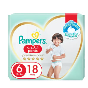 Pampers Premium Care Pants Diapers Size 6, 16+kg with Stretchy Sides for Better Fit 18pcs