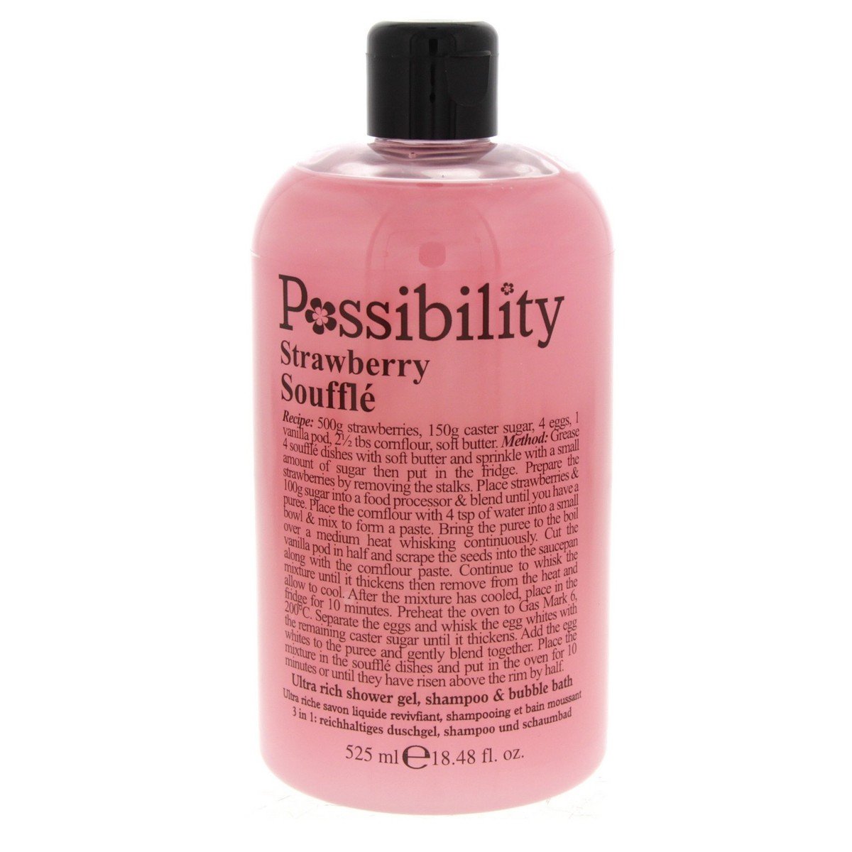 Possibility Strawberry Souffle Ultra Rich Shower Gel Shampoo And Bubble Bath 525 ml