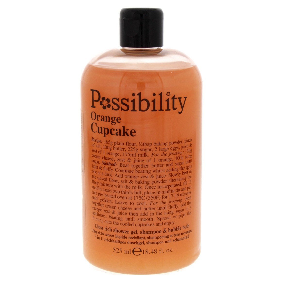 Possibility Orange Cupcake Ultra Rich Shower Gel Shampoo And Bubble Bath 525 ml