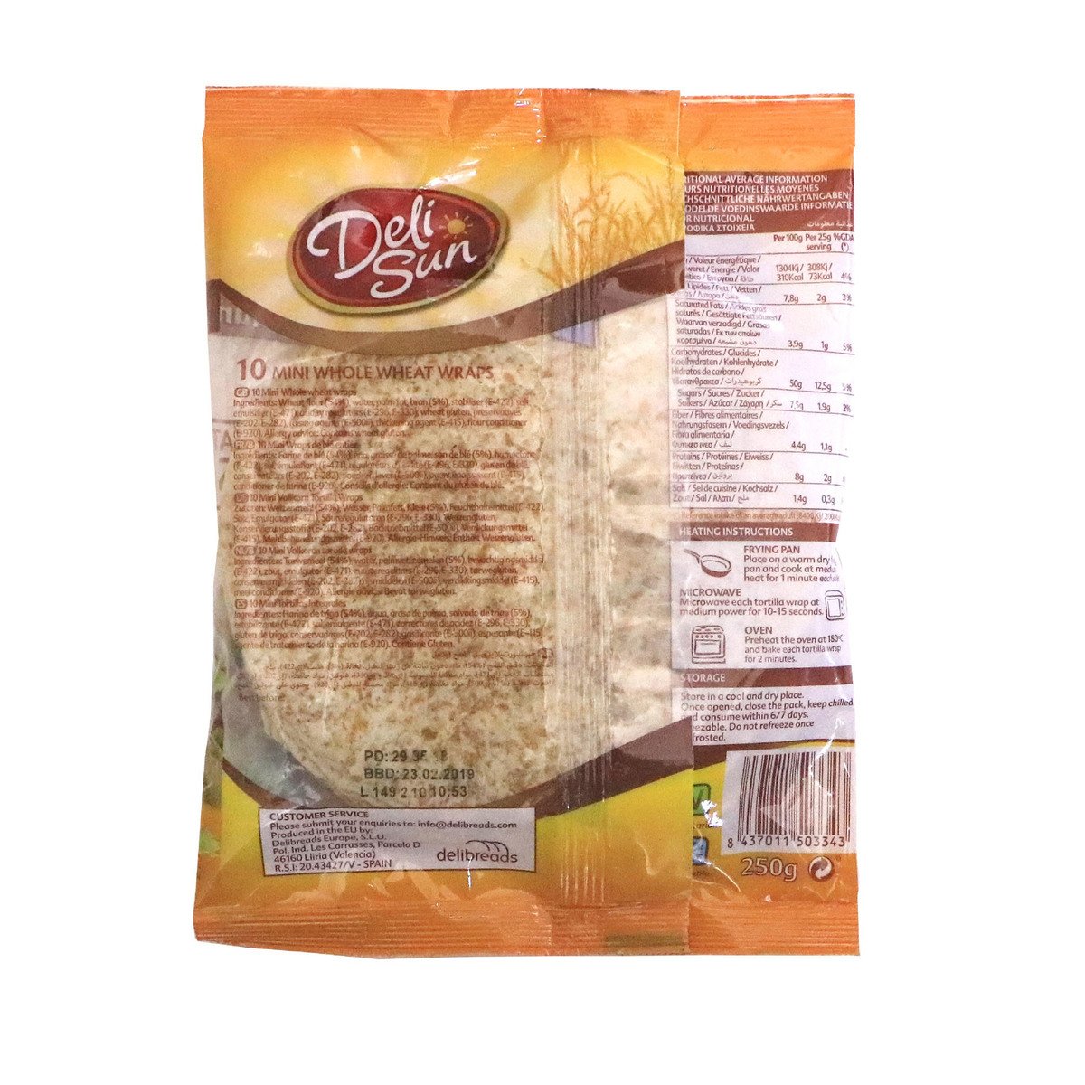 Deli Sun Mini Whole Wheat Wraps 10pcs