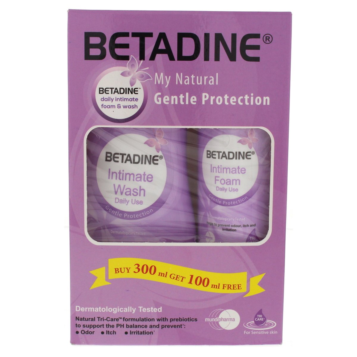 Betadine Natural Gentle Prtection Intimate Wash 300ml + Intimate Foam100ml