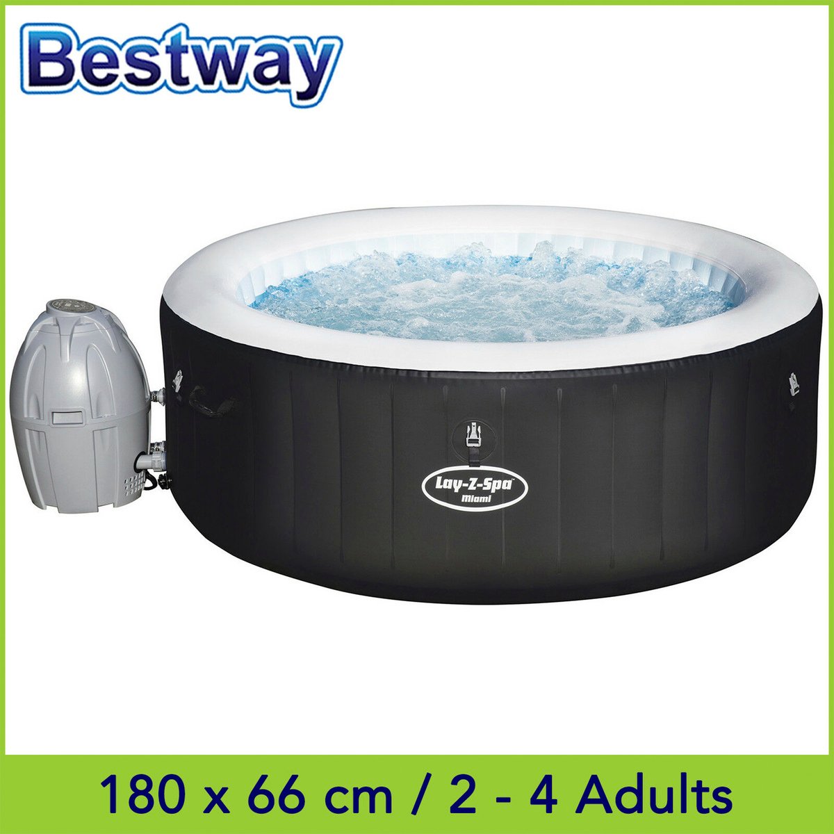 Bestway Lay-Z-Spa Miami Inflatable Hot Tub ,180 x 66 cm, 54123