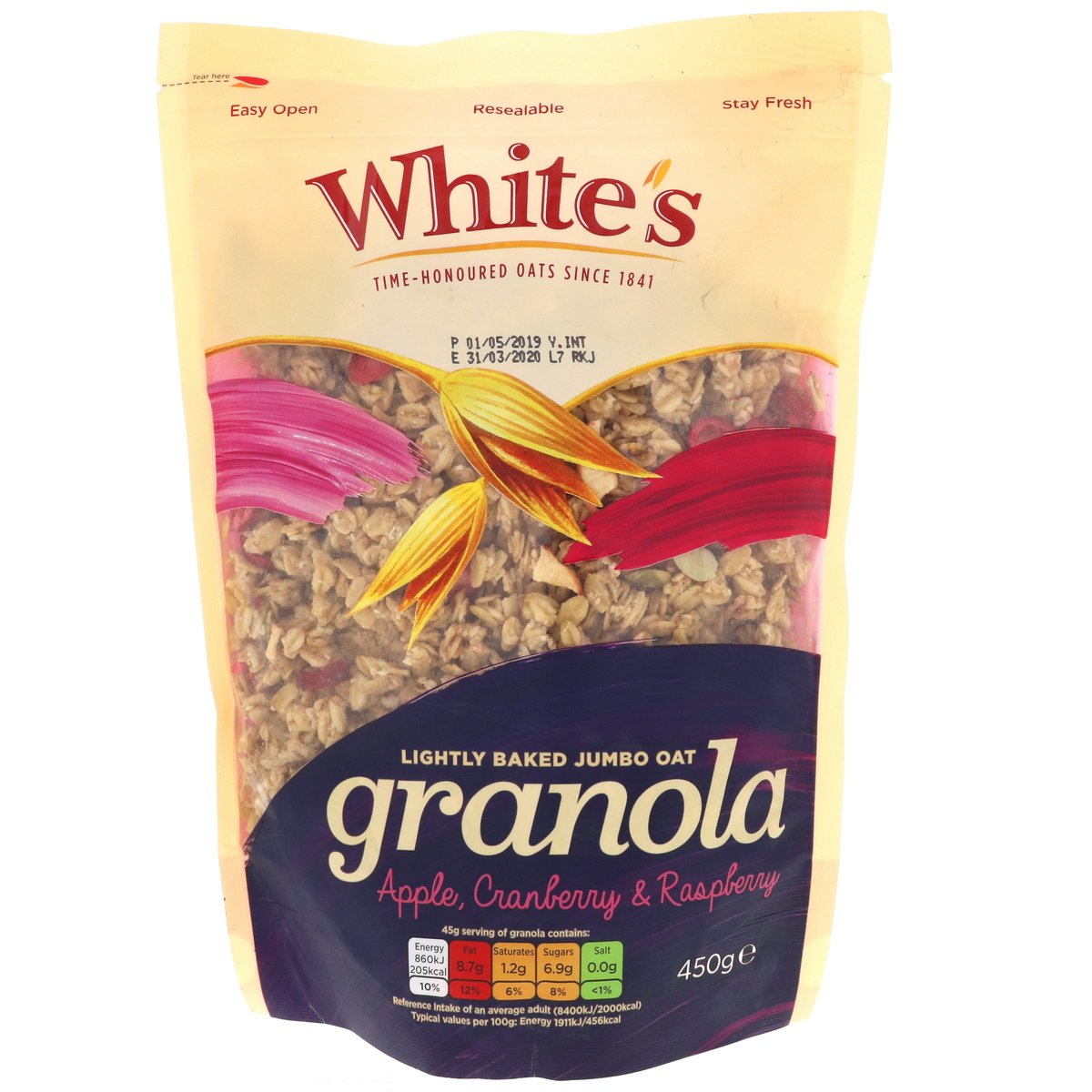 Buy Whites Lightly Baked Jumbo Oat Granola 450 g Online at Best Price | Oats | Lulu Kuwait in UAE
