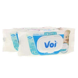 Voi Wet Baby Wipes Cream Lotion Value Pack 2 x 72pcs