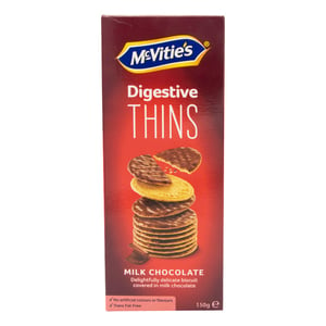 Buy McVities Digestive Thins Milk Chocolate 150 g Online at Best Price | Fiber Biscuits | Lulu KSA in Kuwait