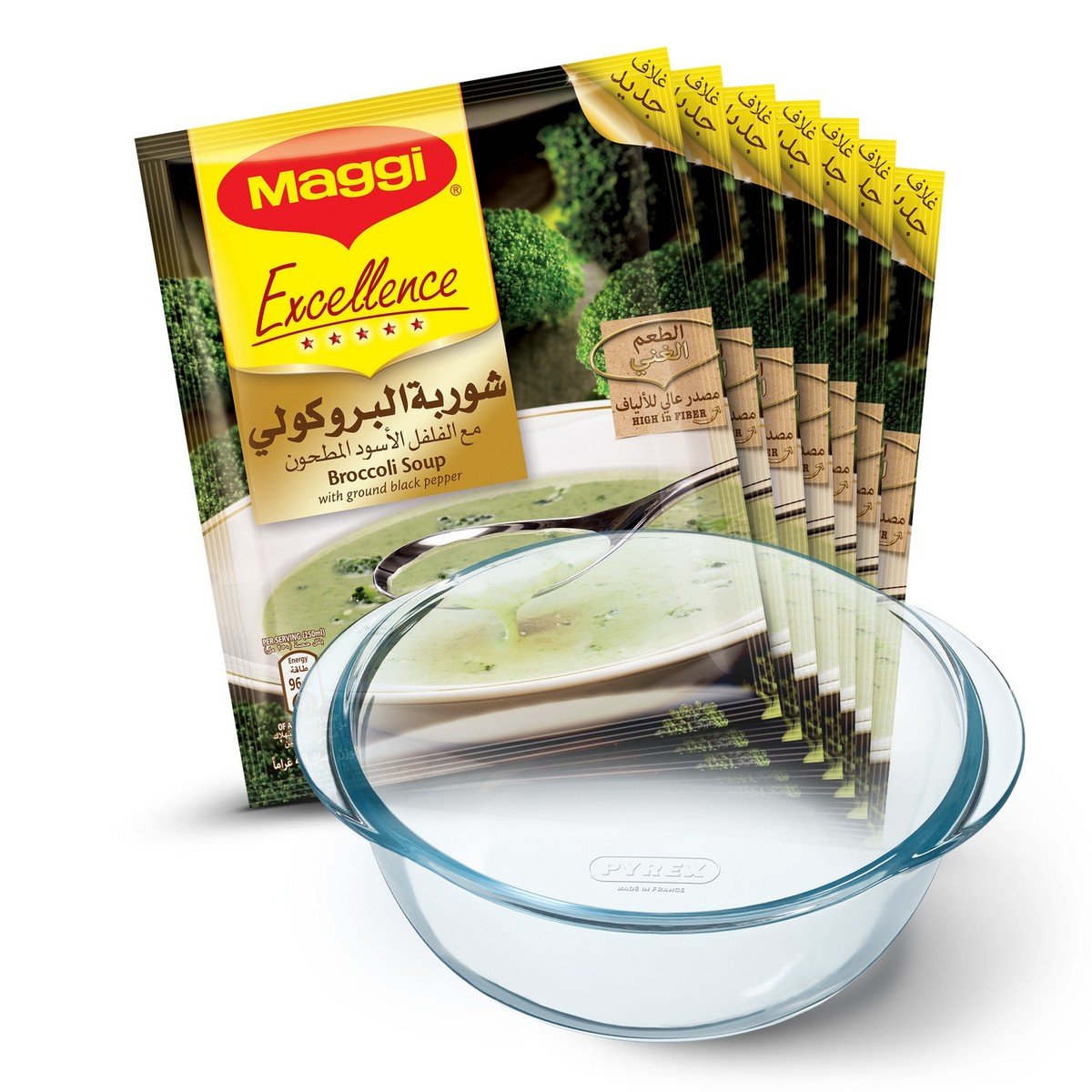 Maggi Excellence Broccoli Soup 48 g x 7 pcs + Pyrex Free
