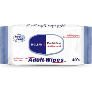 Cool & Cool Antibacterial Adult Wipes 40 pcs