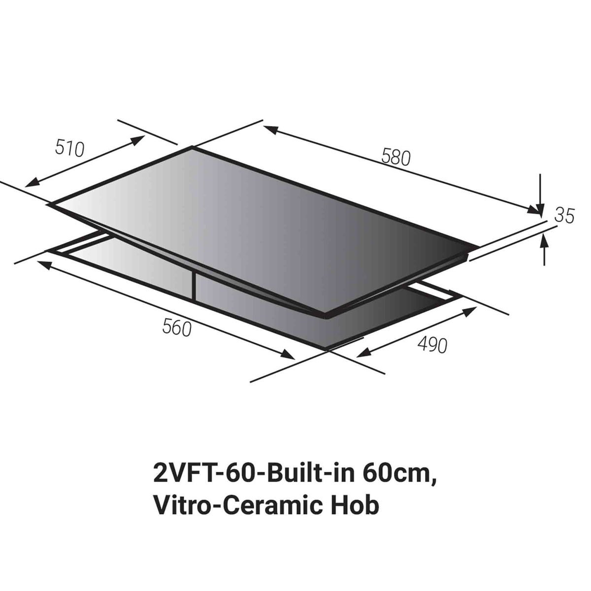 Fagor Built-in Vitro Ceramic Hob 2VFT60S 4Burner