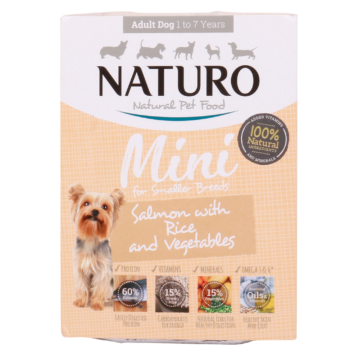 Naturo Adult Dog Food Mini Salmon With Rice And Vegetables 150g
