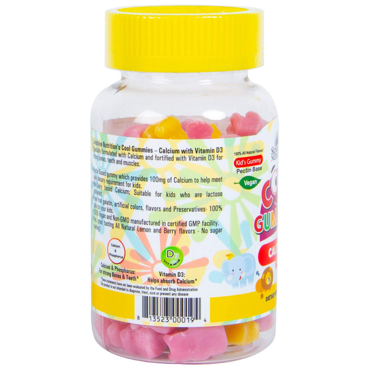 Sunshine Nutrition Cool Gummies Calcium With Vitamin D3 60 pcs