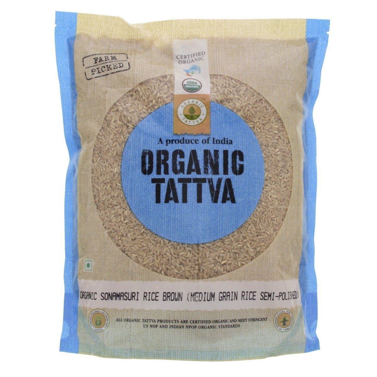 Organic Tattva Organic Sonamasuri Rice Brown 2 kg