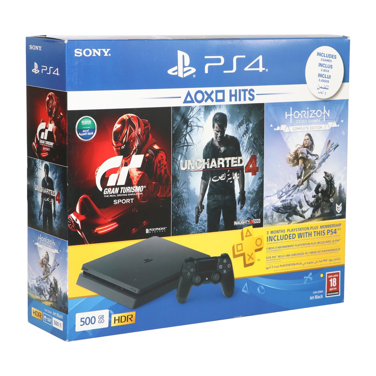 Sony PlayStation4 500GB+Horizon Complete Edition+GT Spoprt+Uncharted4+PS Plus 90 Days Subscription