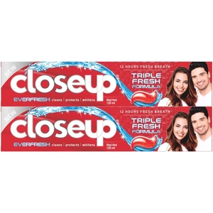 Closeup Ever Fresh Triple Fresh Formula Red Hot Toothpaste Value Pack 2 x 120 g