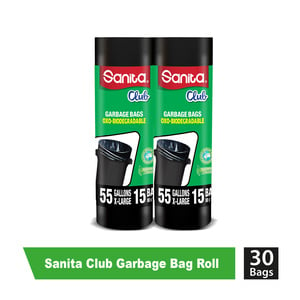 Sanita Club Oxo-Biodegradable Garbage Bags 55 Gallon X-Large Size 80 x 110cm 2 x 15 pcs