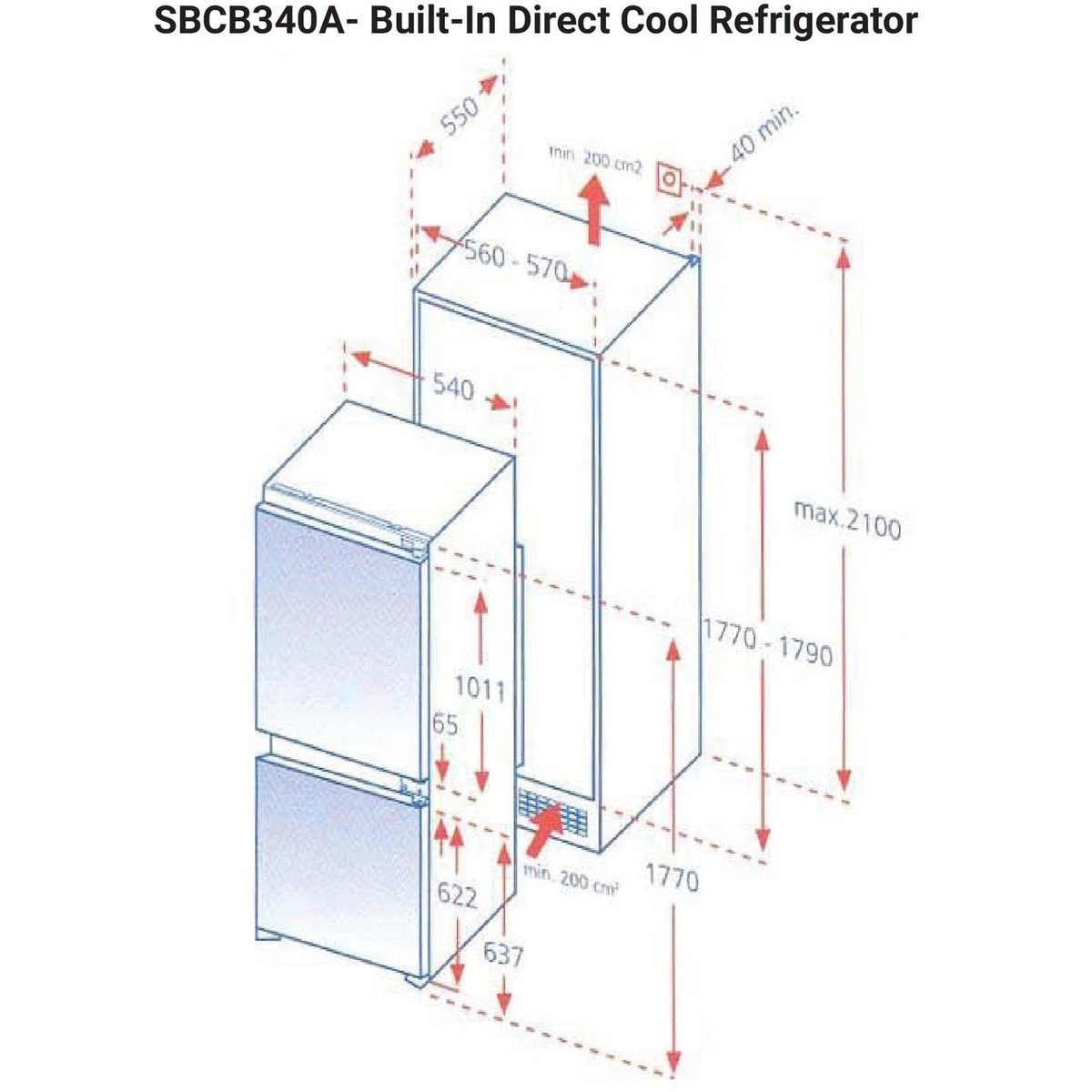 Fagor Built-In Bottom Refrigerator SBCB34OA 276Ltr