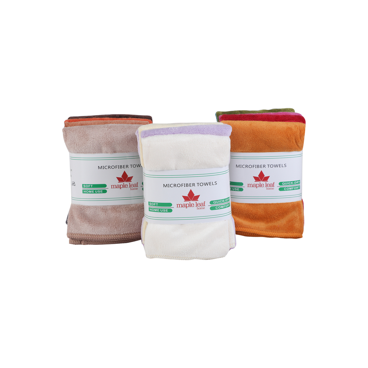 Maple Leaf  Face Towel 6pcs Set  33x33cm Assorted Colors