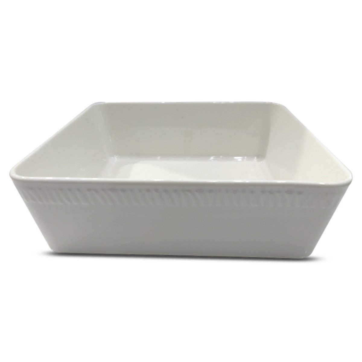 Home Ceramic Embossed Bowl Square White 19cm