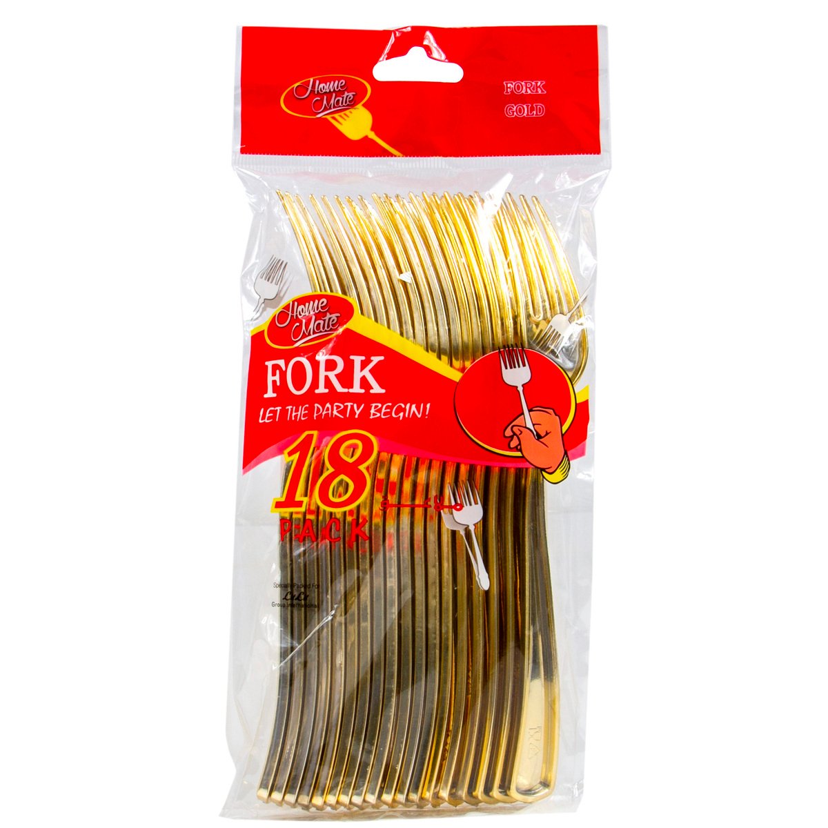 Home Mate Gold Plastic Forks 18pcs
