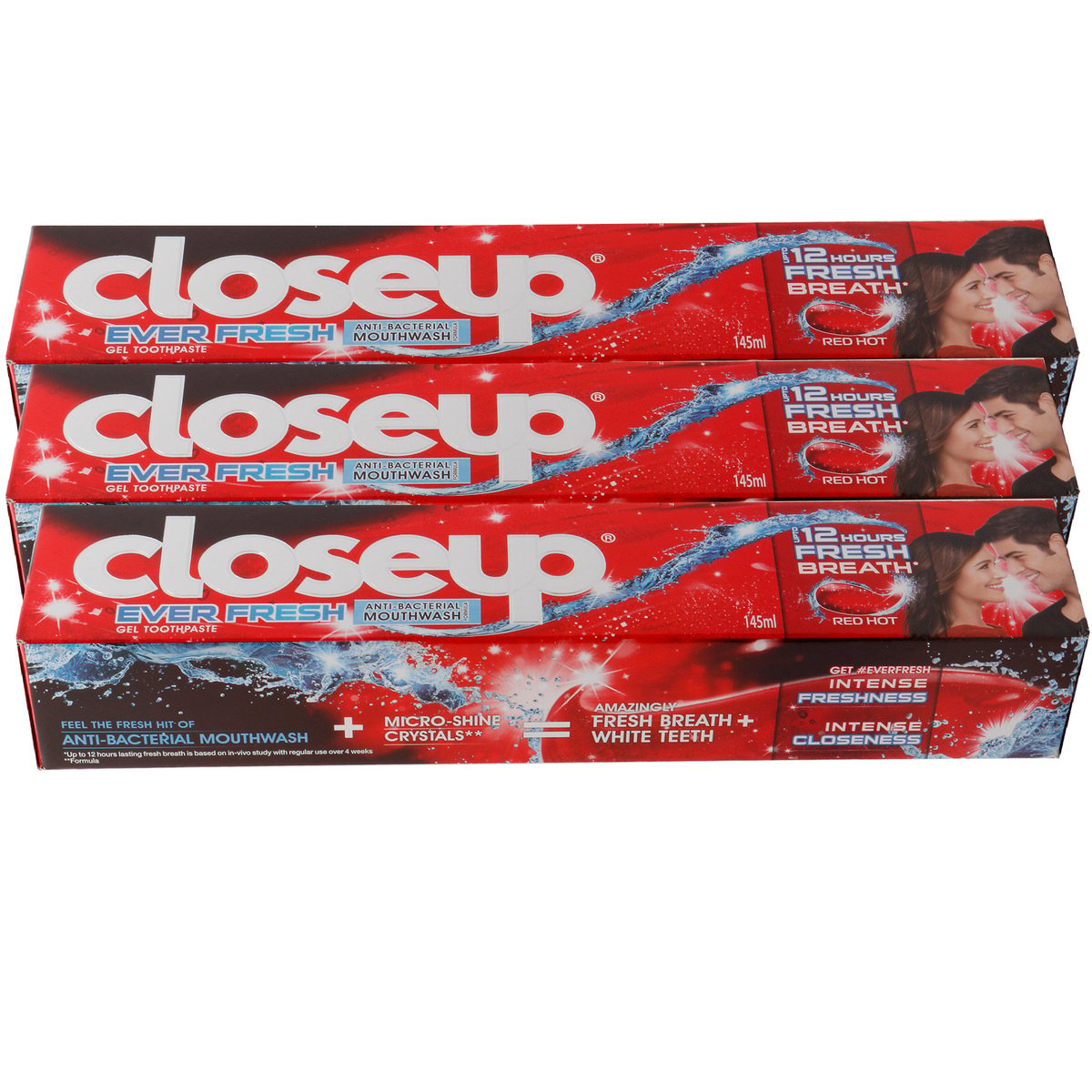 Closeup Tooth Paste Red Hot 3 x 145ml