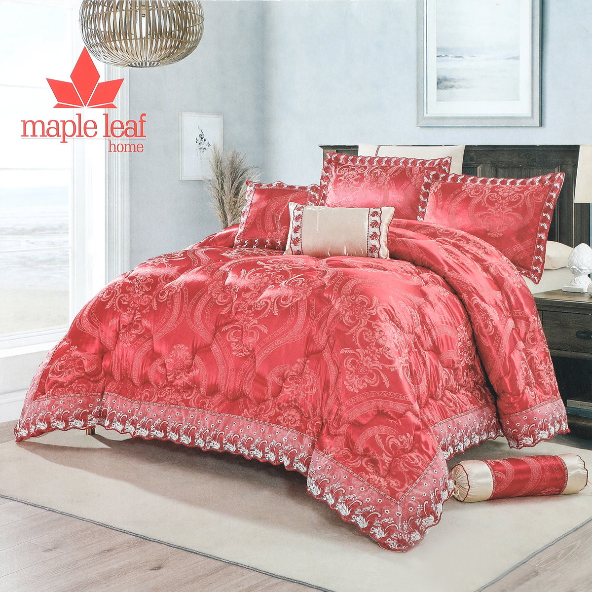 Maple Leaf Comforter King 9pcs Set 240x260cm Assorted